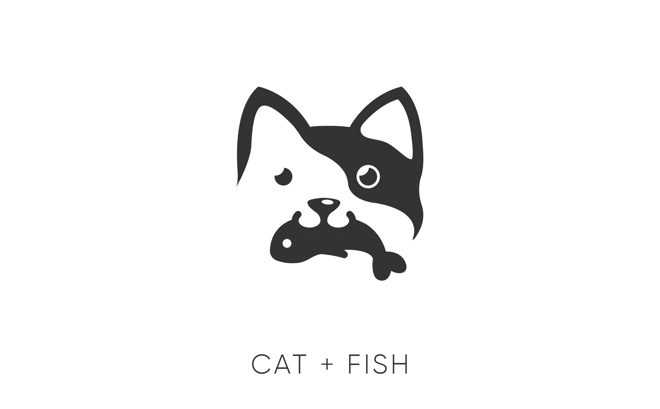 cat eating fish logo